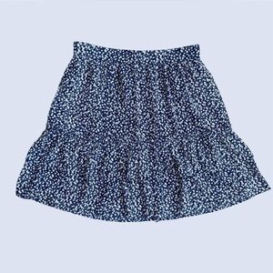 J.Crew Floral Ruffled Mini Skirt Navy White XS Like New Cottage Core Boho Preppy